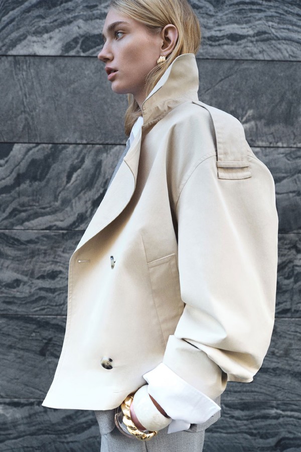 Double-Breasted Cropped Trench Coat from Mango