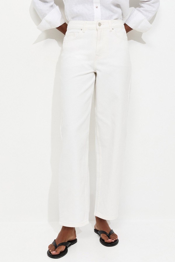 Denim Cropped Tapered Ankle Grazer Barrel Leg Jeans