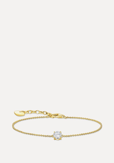 Gold-Plated Bracelet With White Zirconia Pendant