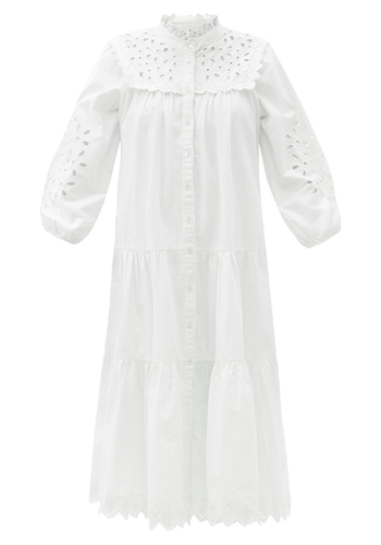 Hazel Eyelet-Lace Cotton-Poplin Midi Dress from Sea