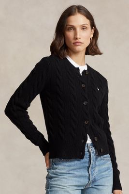 Cable Knit Wool Cashmere Cardigan