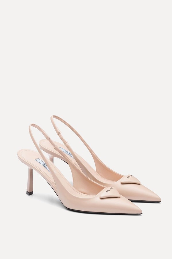 Logo-Plaque Slingback Pumps from Prada