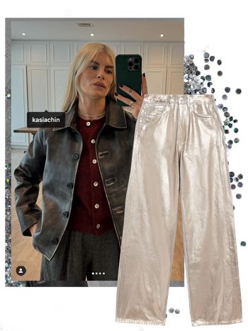 Metallic Wide Leg Jeans from Marks & Spencer