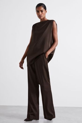 Atelier Satin Tunic Top With Wool