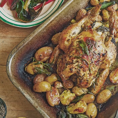 Lemon & Herb-Infused Roast Chicken With Lemon Gravy