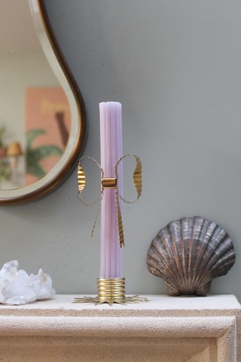 Mini Brass Bow Candle Pin & Sunburst Candle Holder from Matilda Goad & Co