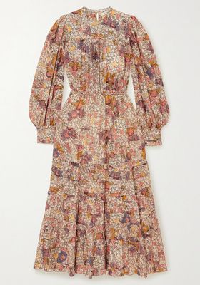 Laraline Tiered Ruffled Floral-Print Cotton-Blend Midi Dress from Ulla Johnson