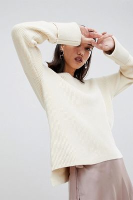 Boat Neck Wide Cuff Jumper from Asos