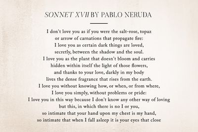 Sonnet XVII by Pablo Neruda 