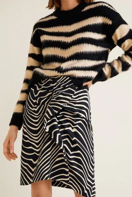 Black and white zebra print cotton 'Leonor' knee length  from MANGO