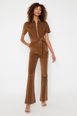 Cord Zip Front Jumpsuit from Warehouse