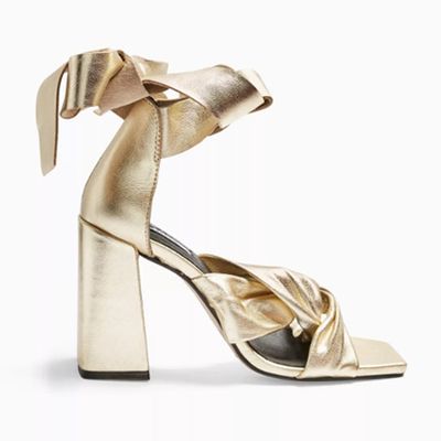 Leather Gold High Sandals