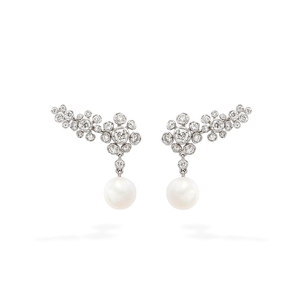 Marguerite Diamond & Pearl Ear Pins