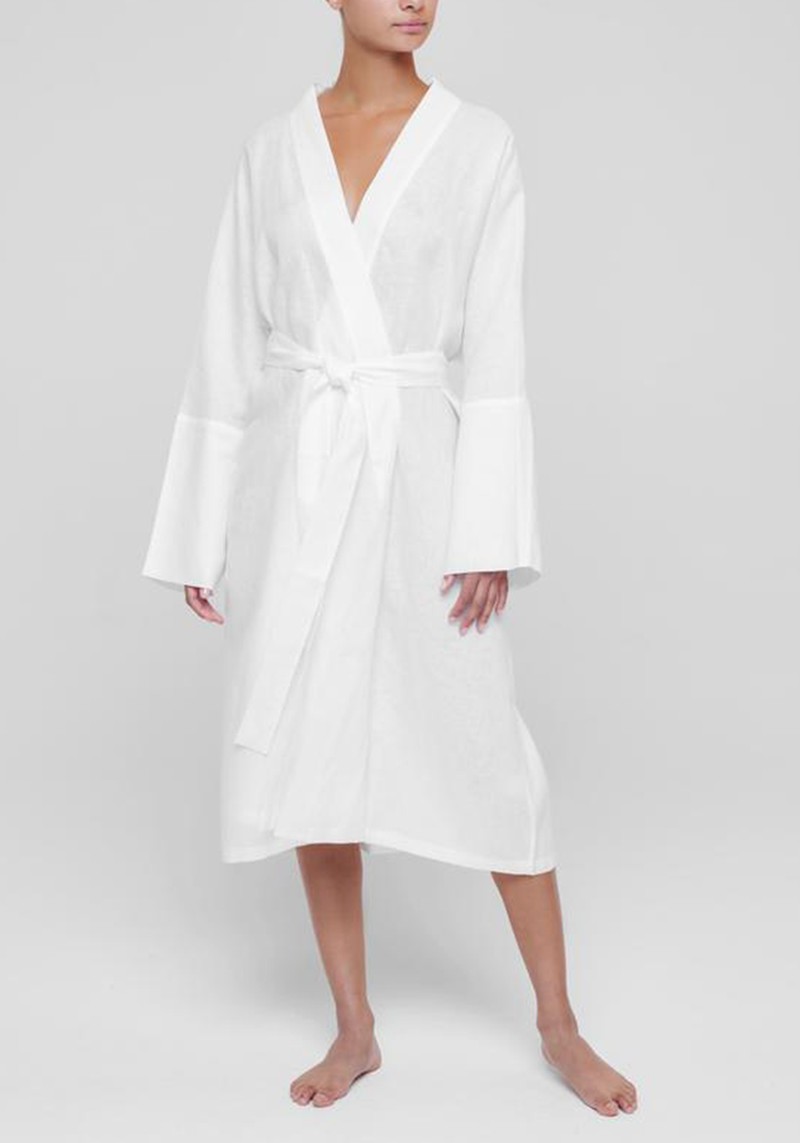 Athens White Linen Robe from Asceno