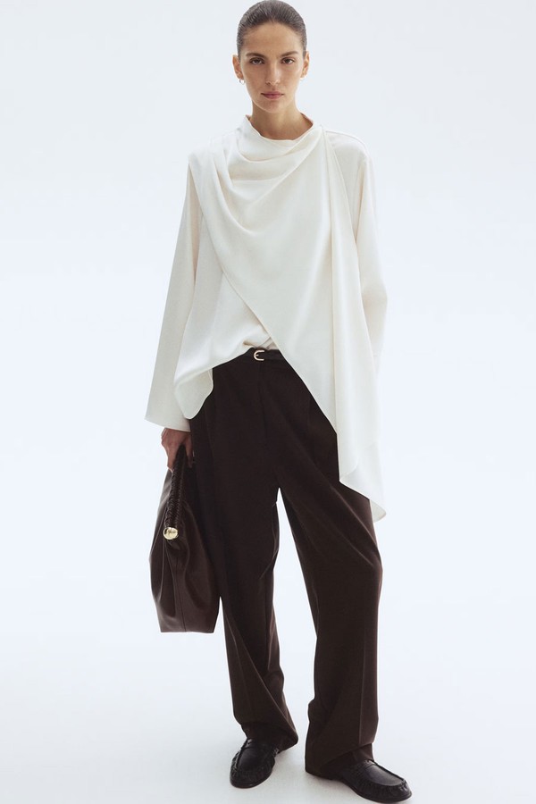 Shawl-Detail Satin Blouse from H&M