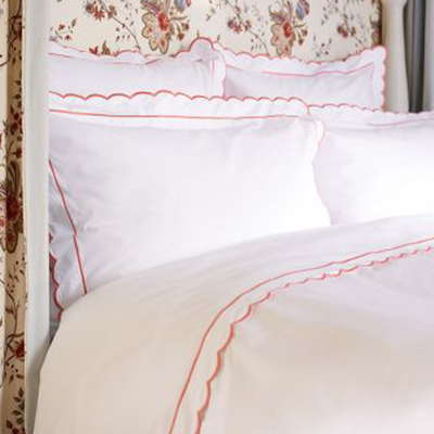 Coral Scalloped Double Duvet Cover & Oxford Pillowcases Set