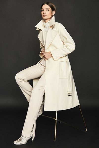 Wool Blend Belted Trench Coat