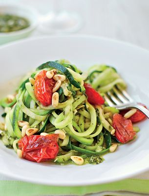 Pesto Courgetti With Balsamic Tomatoes
