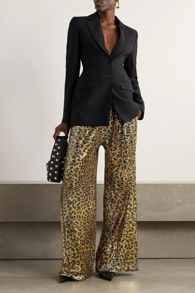 Idril Leopard-Print Sequined Crepe Wide-Leg Pants from AZ Factory