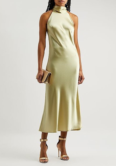 Sienna Halterneck Satin Midi Dress from Galvan