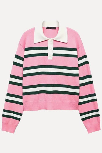 Carla Stripe Long Sleeve Polo Top from Mango