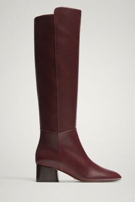 Burgundy Nappa Leather Boots from Massimo Dutti