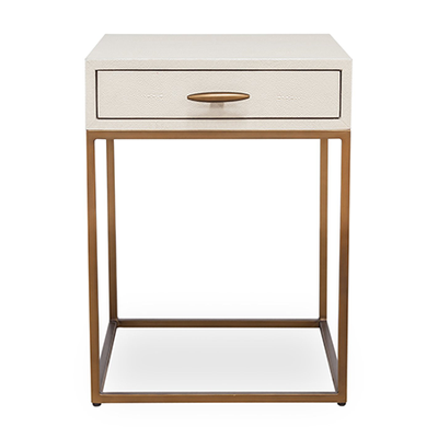 Square Ivory Shagreen Bedside Table from Hicks & Hicks
