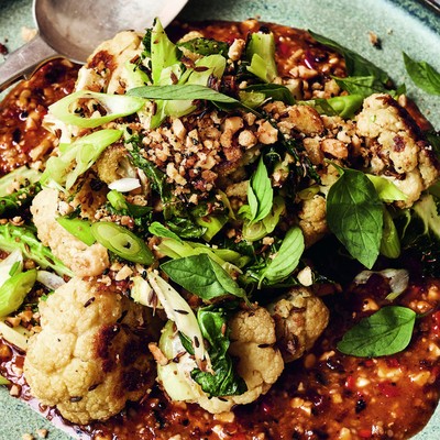 Cumin-Roasted Cauliflower With Sichaun Pepper & Peanut Dip