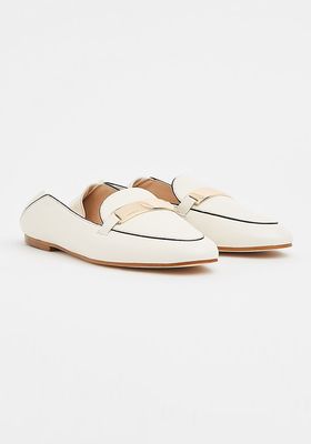 Paola Off White Leather Contrast Piping Loafers from LK Bennett