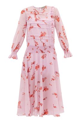 Shirred Floral-Print Crepe Dress from Preen Line