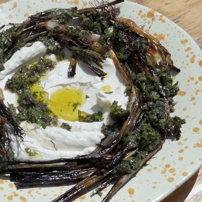 Charred Spring Onions With Whipped Ricotta & Salsa Verde