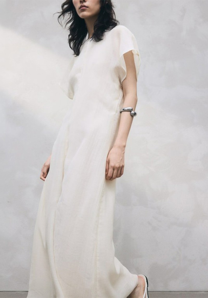 Linen-Blend Dress