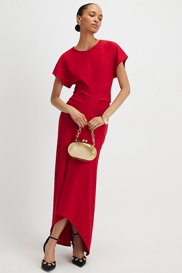 Short Sleeve Cinched Waist Maxi Dress from River Island