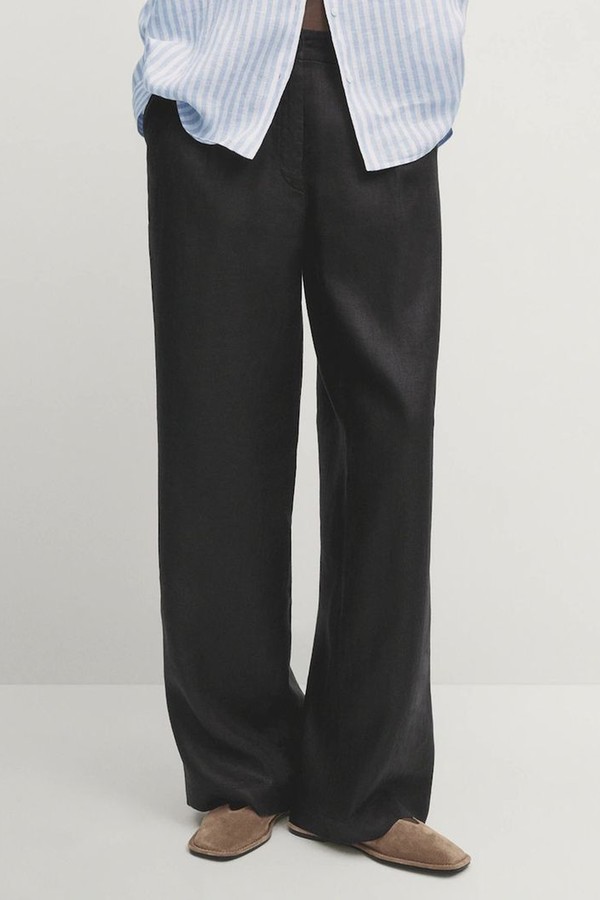 Wide-Leg Linen Trousers from Massimo Dutti