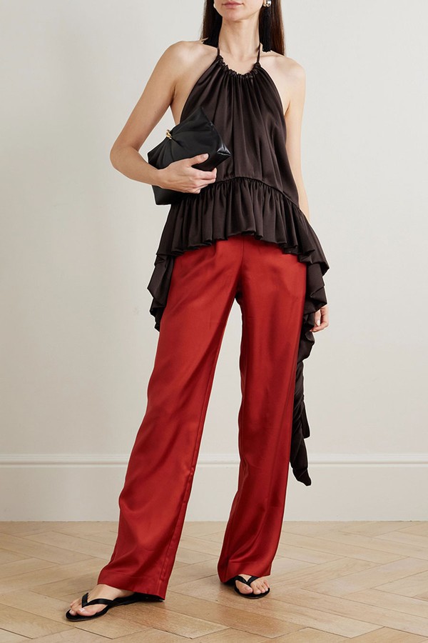 Alera Silk-Twill Wide-Leg Pants from Loulou De Saison