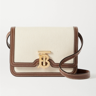 Mini Leather-Trimmed Canvas Shoulder Bag from Burberry