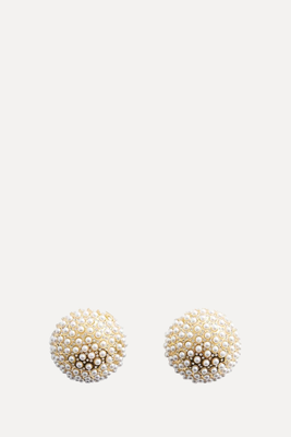 Sphere Earrings Pearl Detail