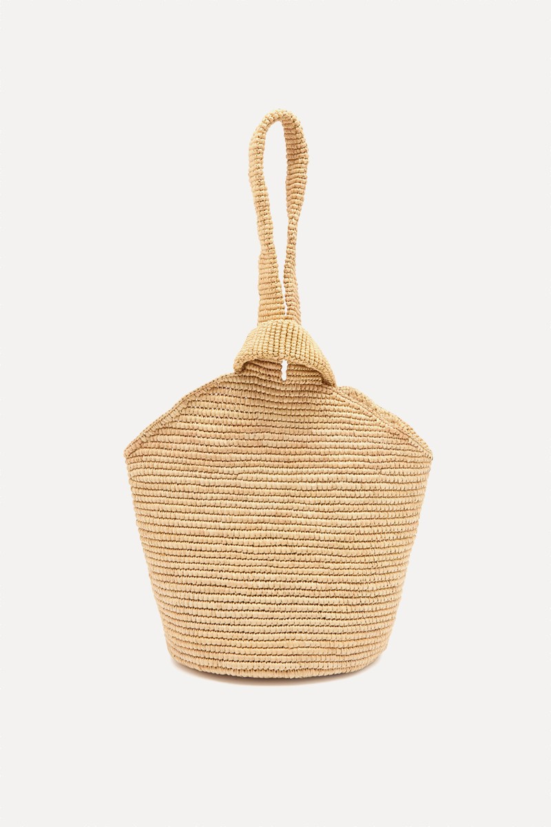 Pullthrough Mini Raffia Top Handle Bag from Sensi Studio
