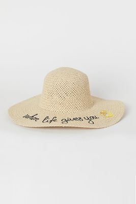 Straw Hat With Embroidery from H&M