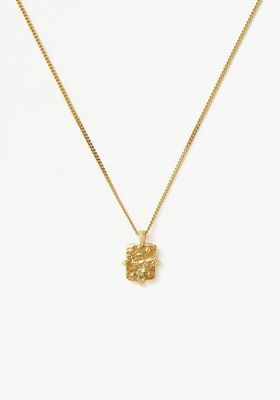 Engravable Beaded Square Coin Pendant Necklace
