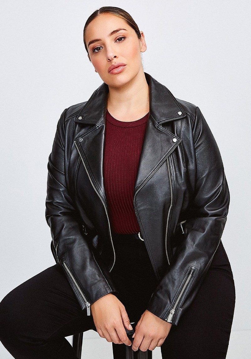 Curve Leather Signature Biker Jacket