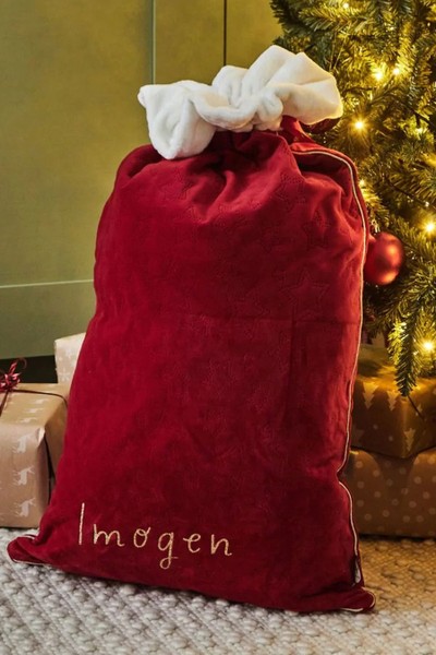 Personalised Red Velvet Christmas Gift Sack from My 1st Years