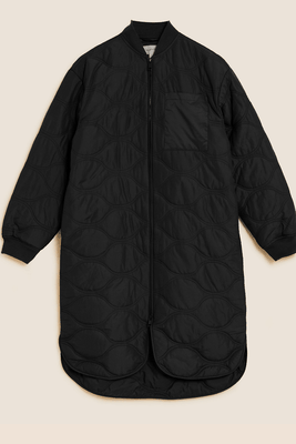 Quilted Collarless Longline Puffer Coat from Per Una