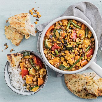 Mixed Veg Curry With Lentil Sprouts & Garlic & Chilli Topper