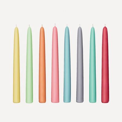 Bright Rainbow Taper Candles Set Of Eight from Fairholme Studio