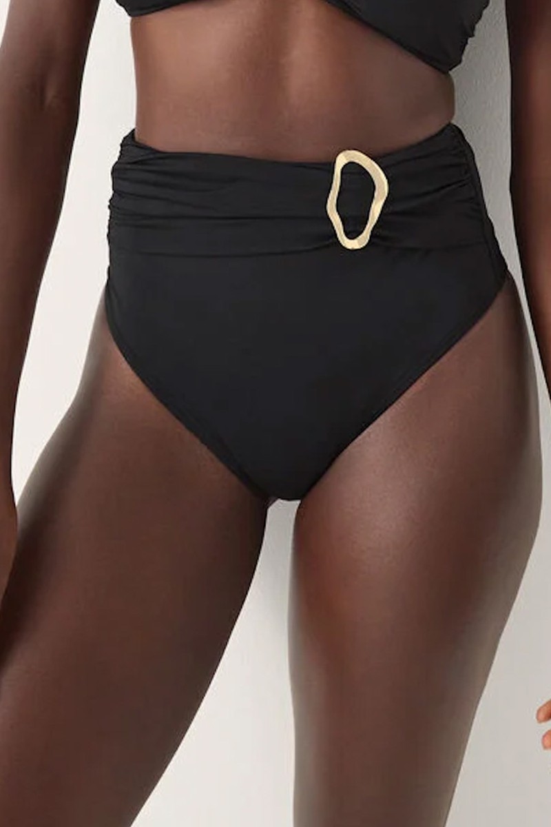 Cindy Molten Detail High Waist Bikini Bottom