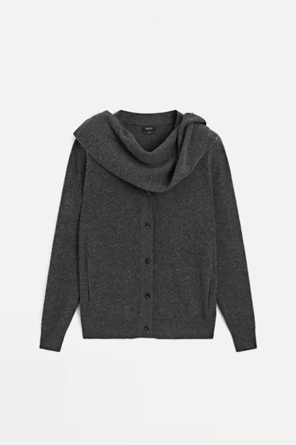 x from 100% Wool Knit Cardigan With Scarf Detail, £119 | Massimo Dutti