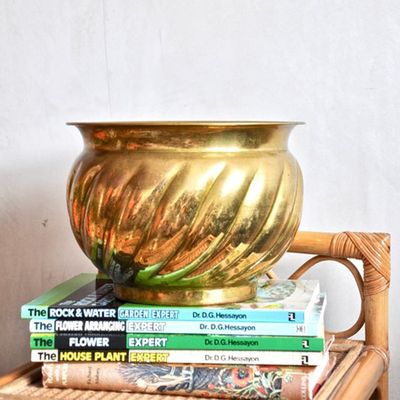 Vintage Brass Planter With Curved Design from FetchandSow