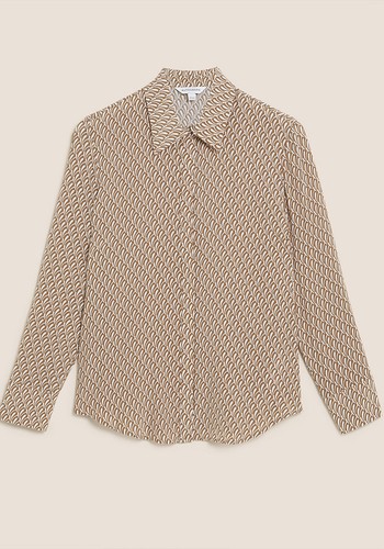 Cupro Rich Printed Long Sleeve Shirt