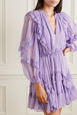 Aberdeen Ruffled Crinkled Silk-Georgette Mini Dress, £710 | Ulla Johnson
